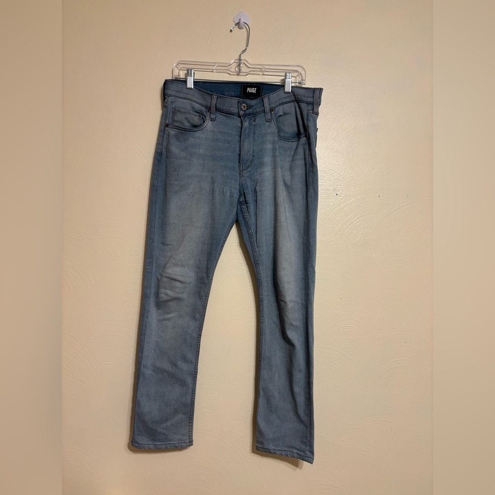 PAIGE Straight Leg Jeans in Soft Blue